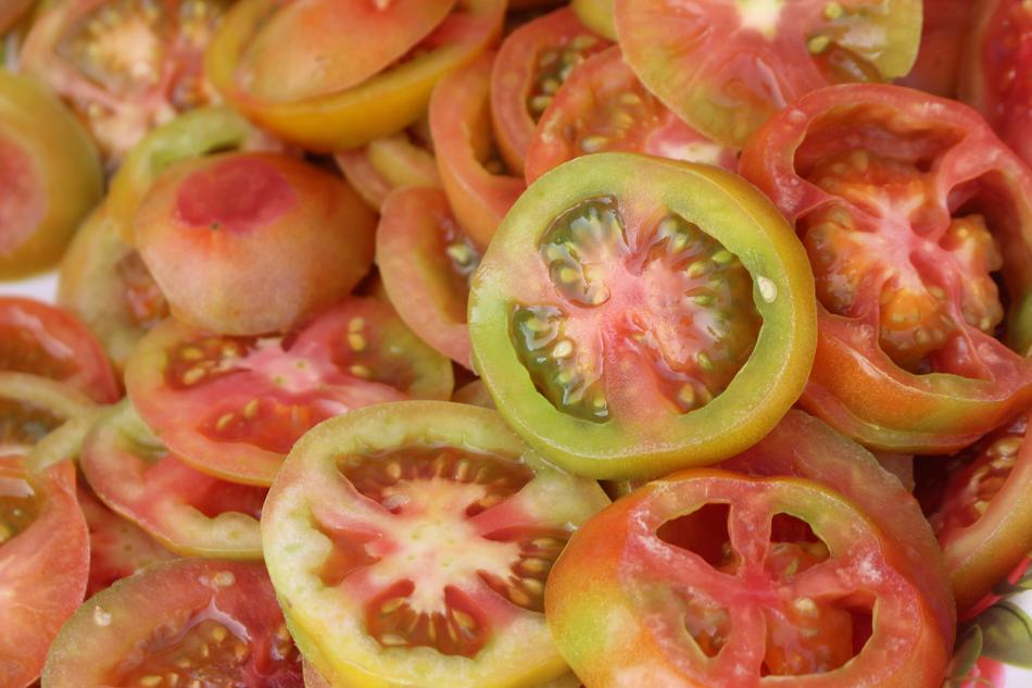 colored fresh sliced tomatoes