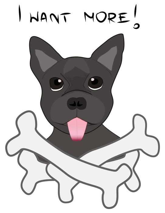 drawing of a dog with bones