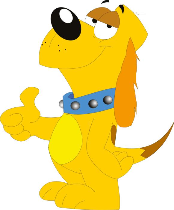 yellow cartoon dog isolated on white background