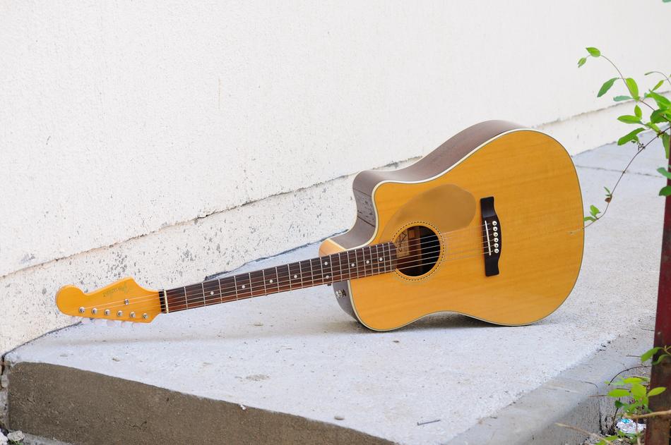 Instrument Wood Guitar grey wall