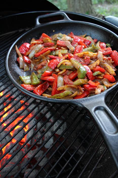 Pan fried vegetables on the fire