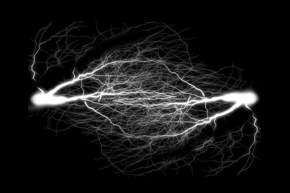 flash electricity on black background