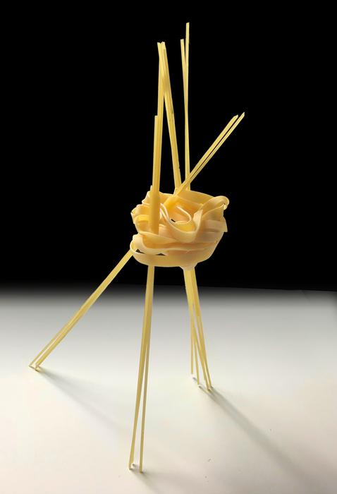Twisted macaroni on the table