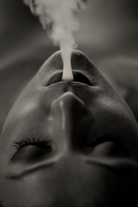 smoke woman face is beautiful