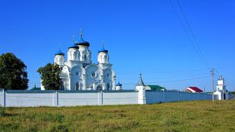 church on a blue background