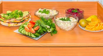 delicious salads fresh on the table