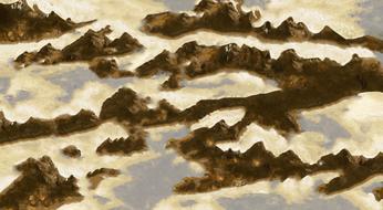 mountains ocean frozen clouds