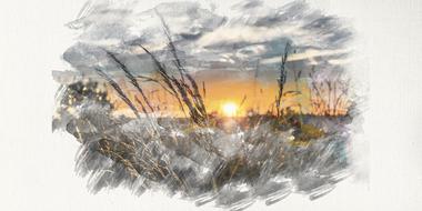 sunset painting landscape nature