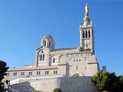 a big white church building