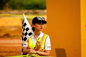 Girl with Racing flag