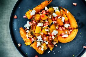 sliced pumpkin and vegetables