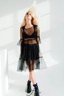 Girl Woman Model in black dress