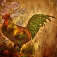 digital art, colorful rooster