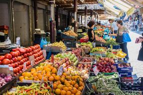 colorful fruits and vegetables at the market