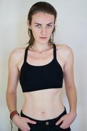 girl model in black sportswear