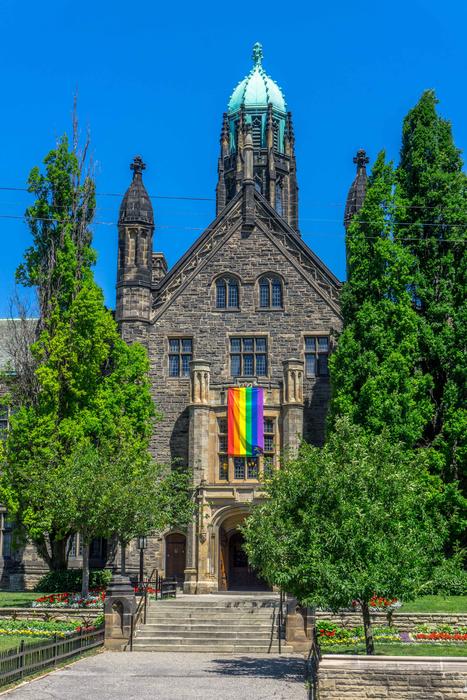 rainbow flag on the building
