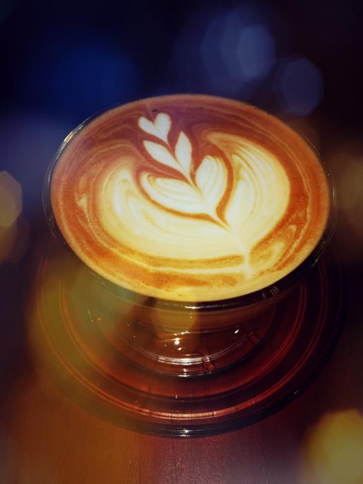sweet coffee drink with a pattern