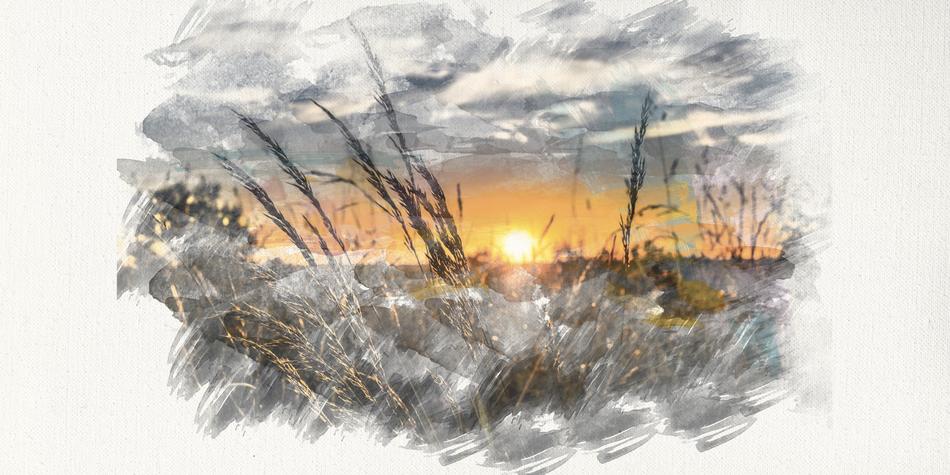 sunset painting landscape nature