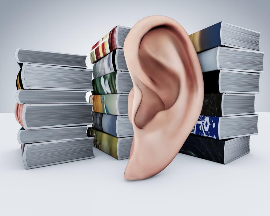 stacks of audiobooks as a modern concept