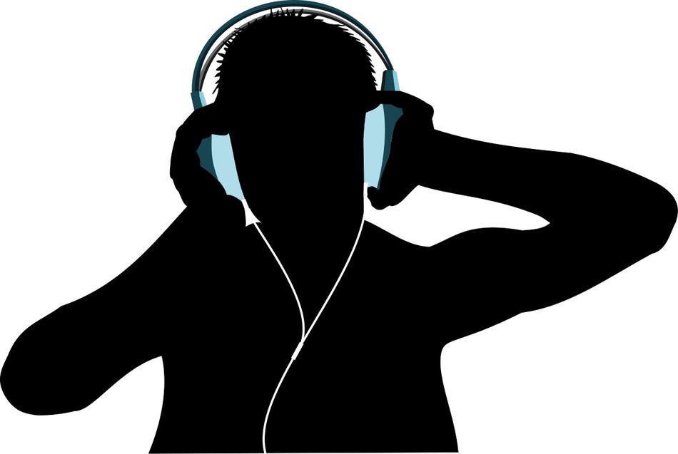 silhouette of person with headphones