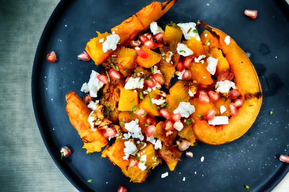 sliced pumpkin and vegetables