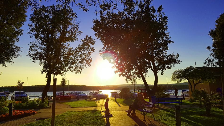 Family At park at sunset