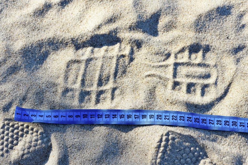 Measure Blue Tape Of footprint