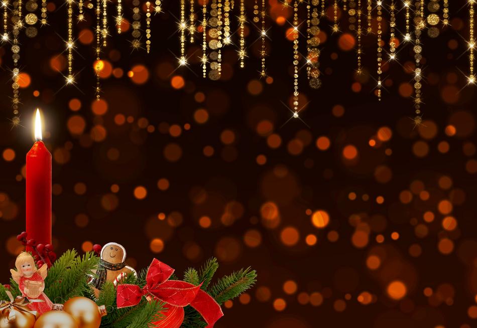 christmas background with Candle and Wreath, digital art