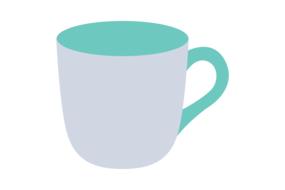 white cup with a blue bottom