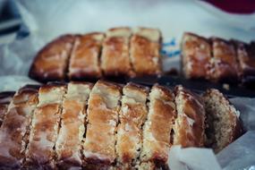 sliced sweet bread on the table
