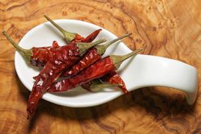Dry peppers on a plate