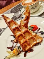 sweet waffles in chocolate sauce