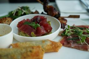red fish meat with vegetables
