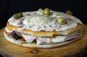 pizza with olives and sauce