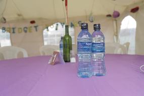 Plastic water bottles on the table