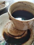 dark bitter coffee in a mug