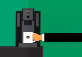 image of a hand and a coffee machine