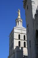 white tower on a blue background