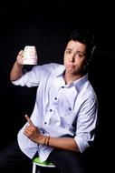 man with a mug of coffee