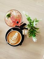 hot coffee with dessert