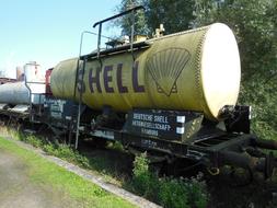 tank wagon on rails on a sunny day