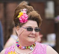 woman sunglasses pink dress