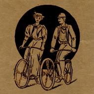 vintage collage of bicycle man lady