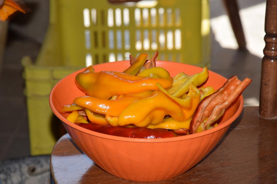 yellow peppers in a plate