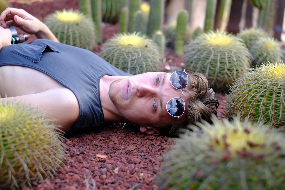Man Human and cactuses