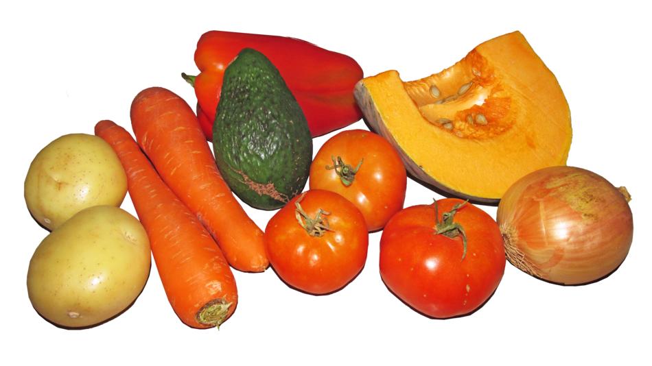 Many different vegetables on a white background