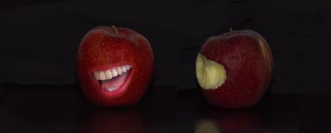 funny apple with a mouth