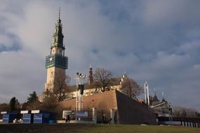 a big church building in the trees