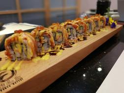 Cheese sushi on the table