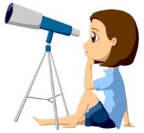 picture of a girl looking through a telescope